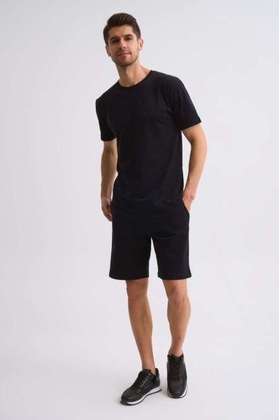 Organik Cepli Regular Fit Erkek Bermuda Şort - Siyah Siyah - M