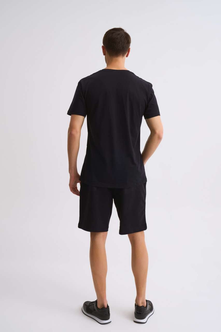 Organik Cepli Regular Fit Erkek Bermuda Şort - Siyah Siyah - M
