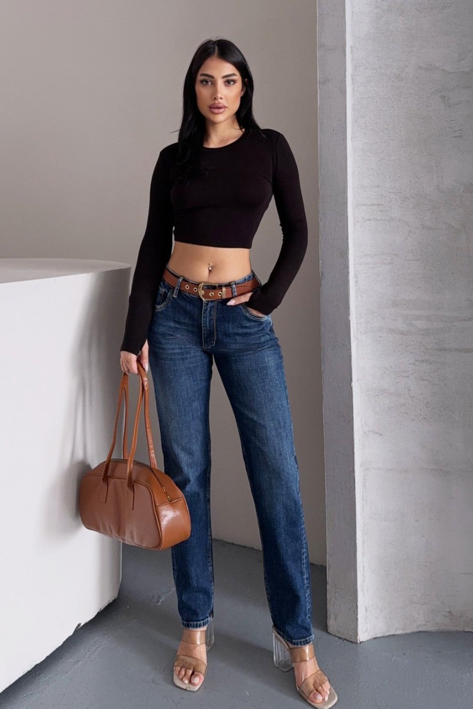 WhatsUp Kadın Orta Bel Boyfriend Jean Pantolon  - Mavi