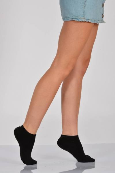 Kadın Tam Havlu Patik Çorabı  - Siyah 6\\\'lı Paket