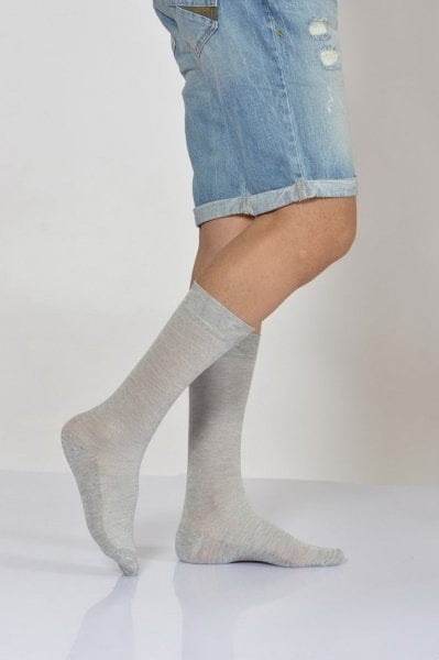 Erkek Lacoste Dokulu Soket Çorabı  - Açık Gri