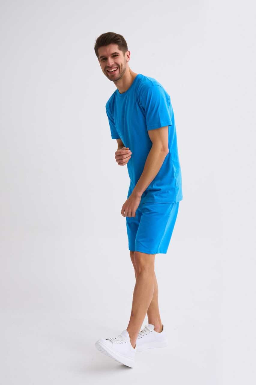 Organik Cepli Regular Fit Erkek Bermuda Şort - Mavi Mavi - XXL