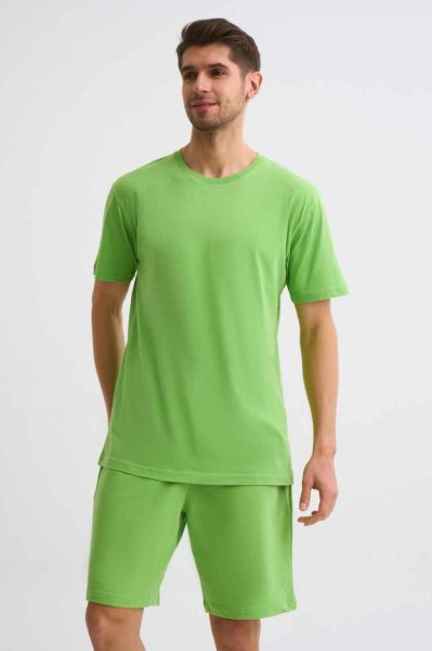 Organik Cepli Regular Fit Erkek Bermuda Şort - Yeşil Yeşil - L