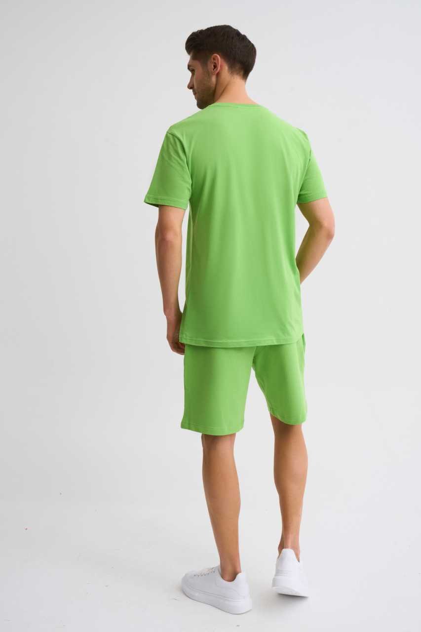 Organik Cepli Regular Fit Erkek Bermuda Şort - Yeşil Yeşil - XXL