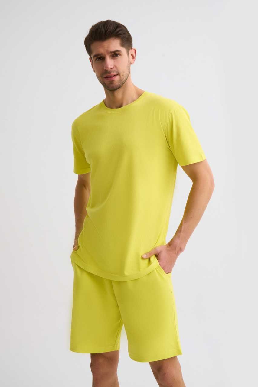 Organik Cepli Regular Fit Erkek Bermuda Şort - Sarı Sarı - L
