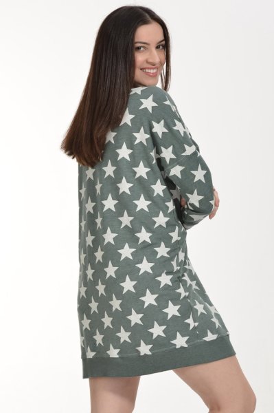 Cotton Candy Yıldız Baskılı Kadın Hırka - Yeşil