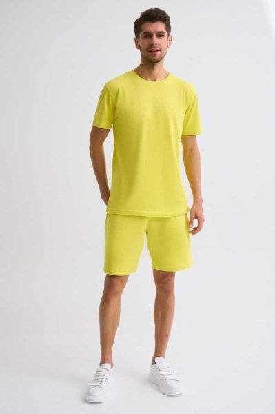 Organik Cepli Regular Fit Erkek Bermuda Şort - Sarı Sarı - S
