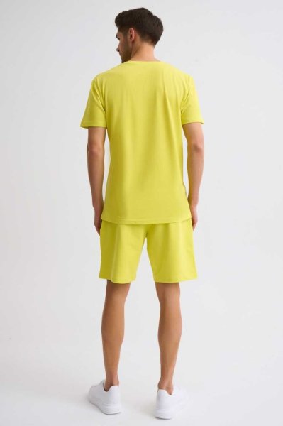 Organik Cepli Regular Fit Erkek Bermuda Şort - Sarı Sarı - XL