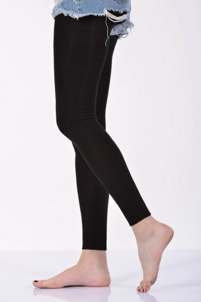 Kadın Düz Renk Angora  Taytı   - Siyah