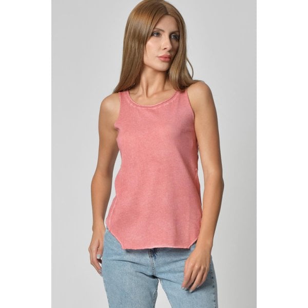 Cotton Candy Yuvarlak Yaka Kadın Atlet - Nar Çiçeği