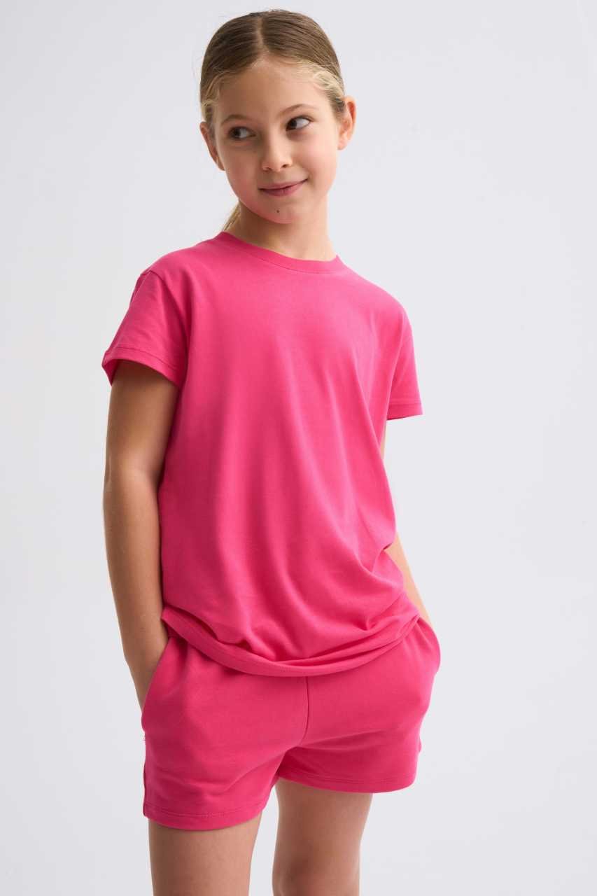Organik Bağcıklı Cepli Kız Çocuk Şort - Pembe Pembe - 8-10