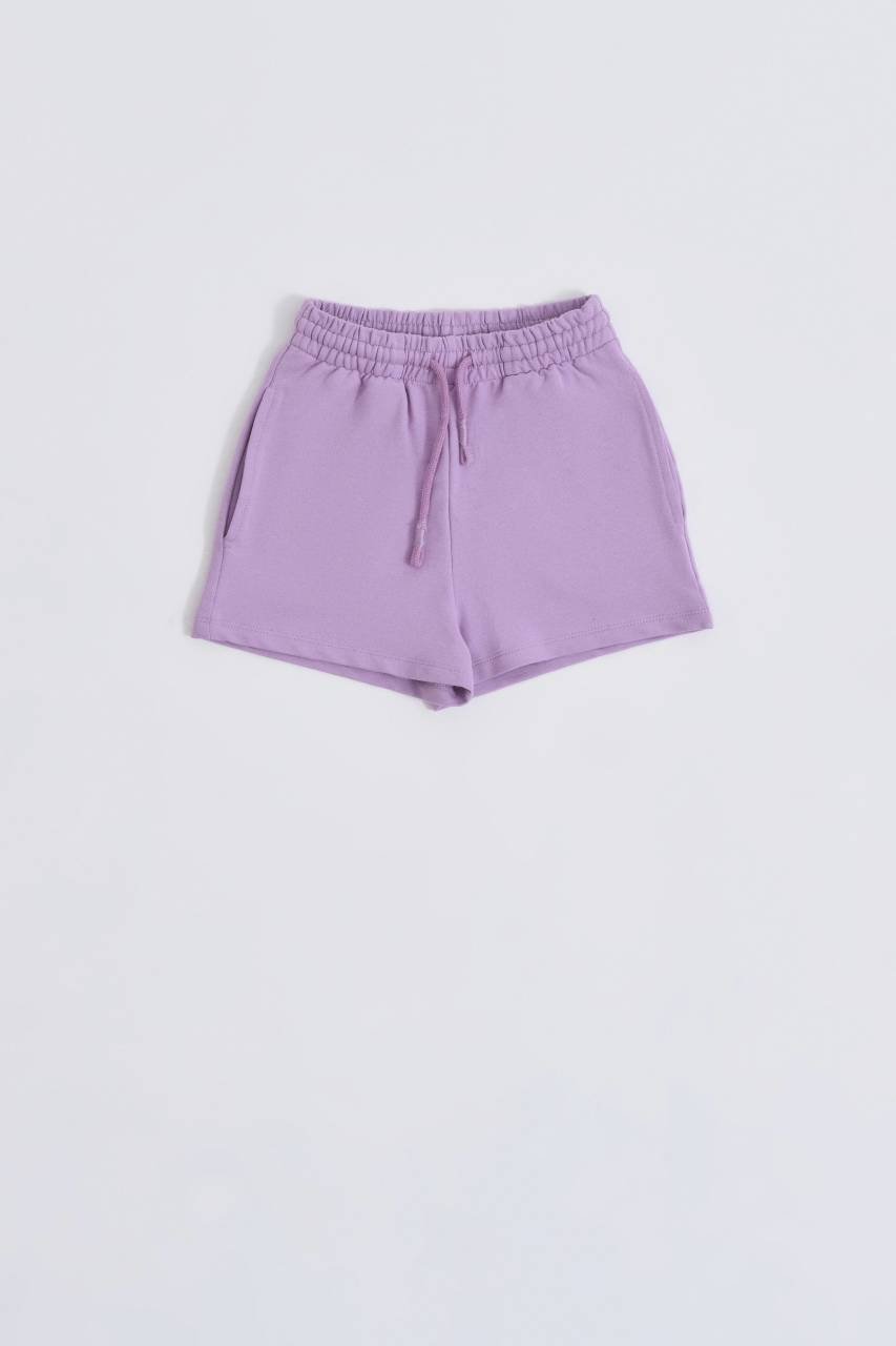Organik Bağcıklı Cepli Kız Çocuk Şort - Lila Lila - 8-10