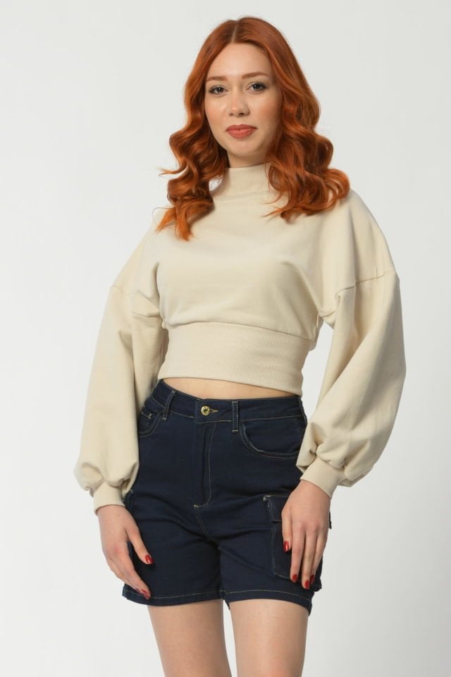 Noori Crop Sweatshirt  - Bej