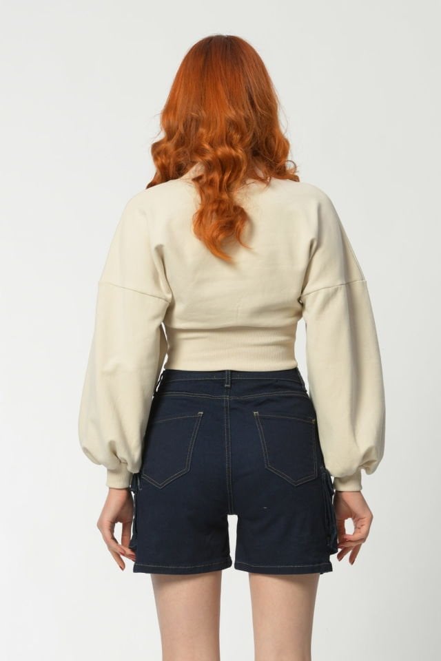 Noori Crop Sweatshirt  - Bej