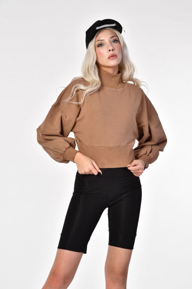 Noori Crop Sweatshirt  - Kahverengi
