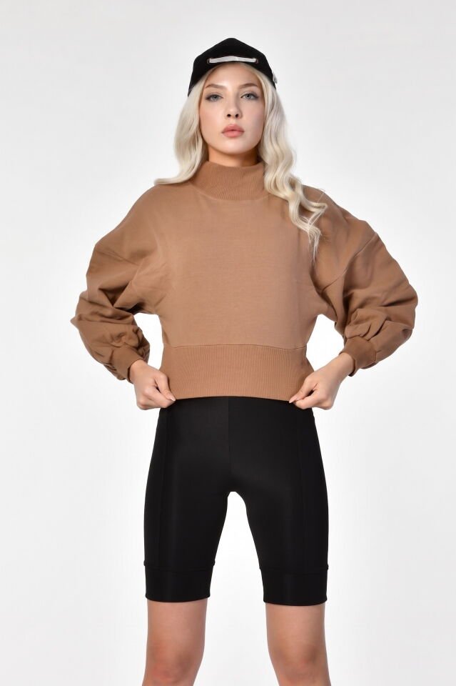 Noori Crop Sweatshirt  - Kahverengi