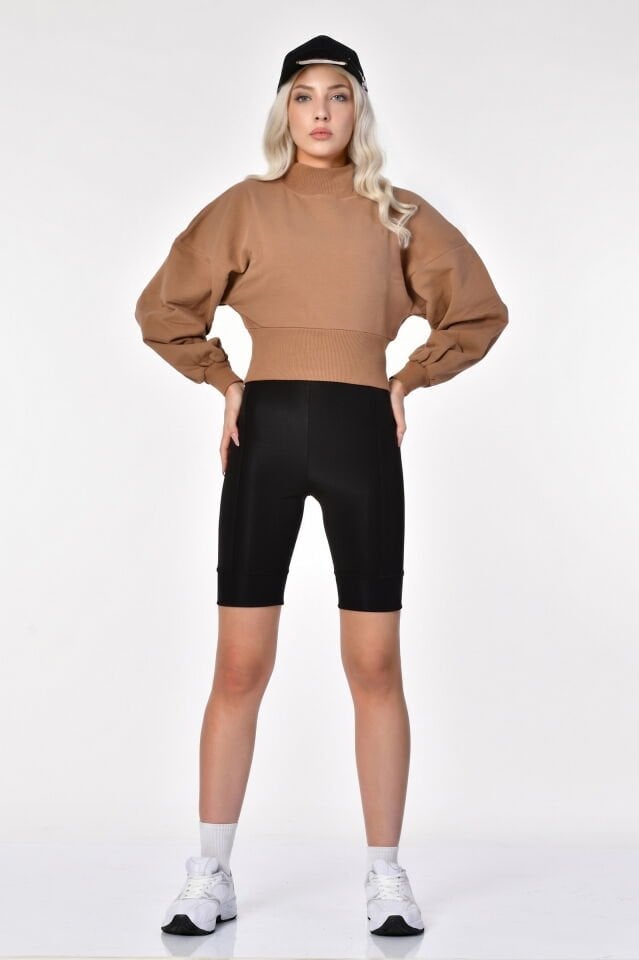 Noori Crop Sweatshirt  - Kahverengi