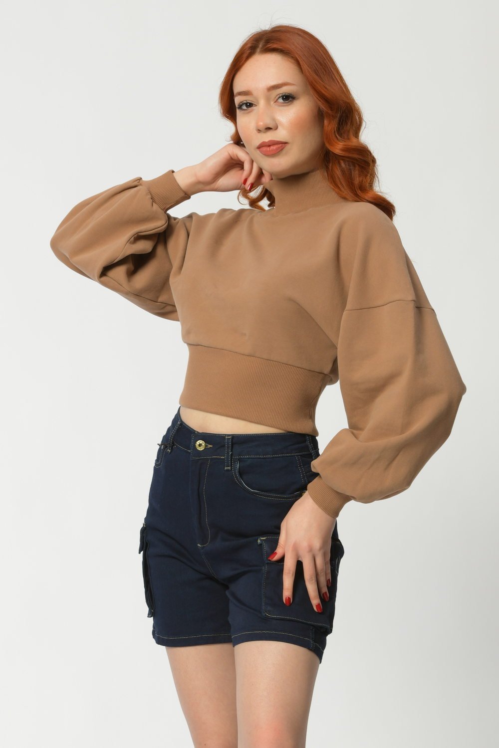 Noori Crop Sweatshirt  - Kahverengi