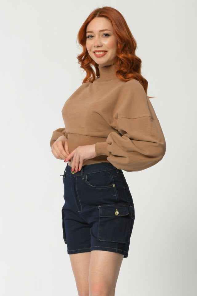 Noori Crop Sweatshirt  - Kahverengi