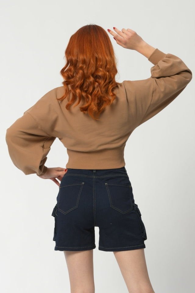 Noori Crop Sweatshirt  - Kahverengi