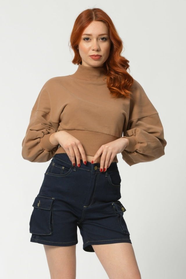 Noori Crop Sweatshirt  - Kahverengi