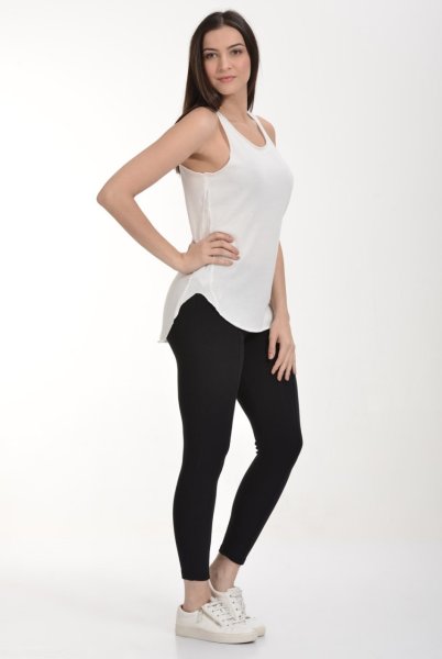 Cotton Candy Yağlı Yıkama Basic Kadın Atlet Tişört - Beyaz