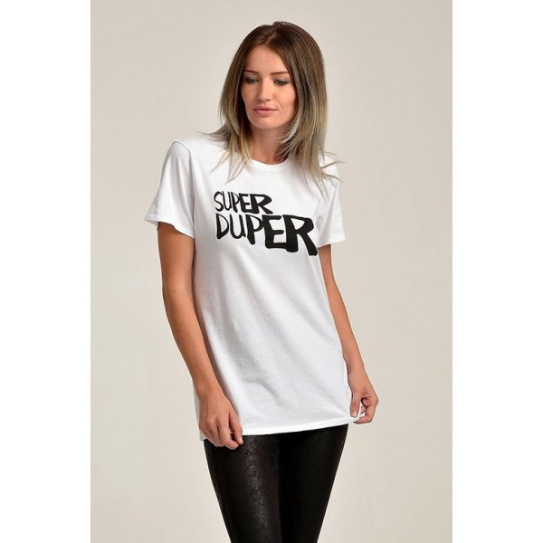 Cotton Candy Baskılı Kısa Kol Kadın T-Shirt - Beyaz