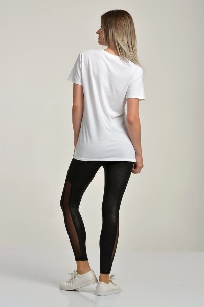 Cotton Candy Baskılı Kısa Kol Kadın T-Shirt - Beyaz