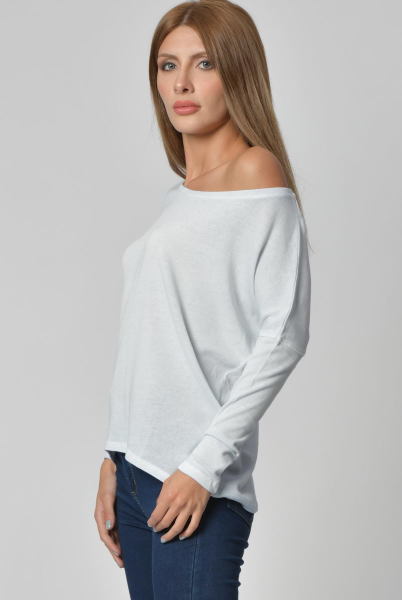 Cotton Candy Yuvarlak Yaka Uzun Kol Kadın T-Shirt - Buz Mavisi