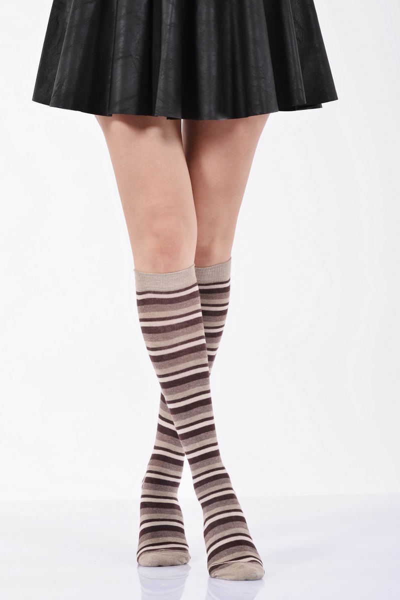 Kadın Çemberli Dizaltı Çorabı   - Bej 6\\\'lı Paket