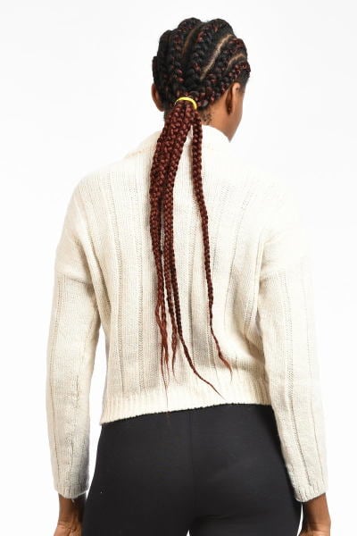 So Sweet Etek Ucu Püsküllü Kadın Triko - Taş