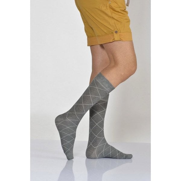 Erkek Zümrüt Desen Bambu Soket Çorabı  - Gri