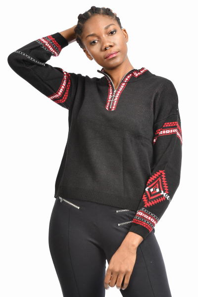 Park Karon Kadın Desenli Triko - Siyah