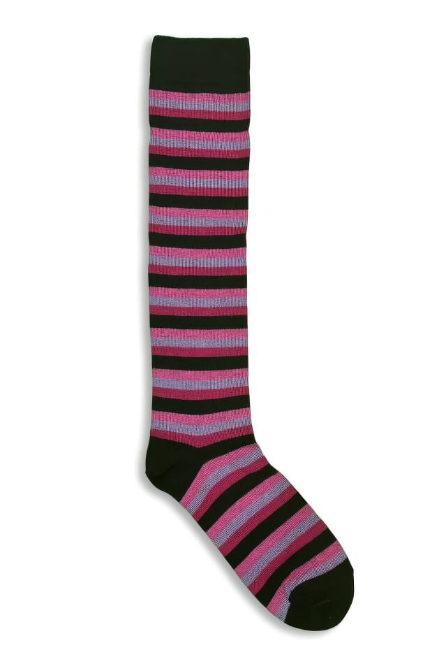 Moda1001 Kadın Çemberli Premium Dizaltı Çorabı  - Mor-Siyah