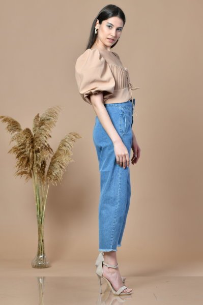 Büzgülü Kadın Büstiyer Vizon