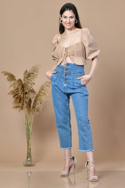 Büzgülü Kadın Büstiyer Vizon