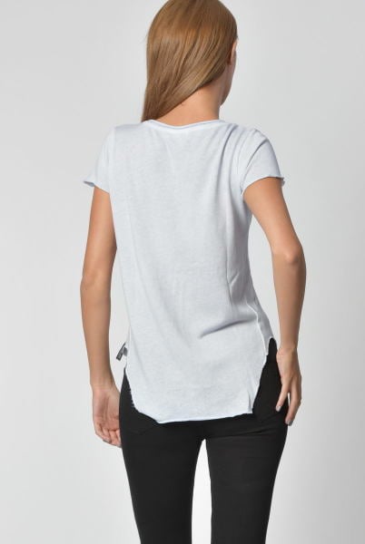 Cotton Candy Geniş Bisiklet Yaka Kadın T-Shirt - Buz Mavisi