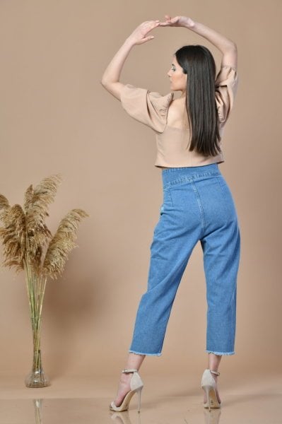 Yüksek Bel Kadın Jean Pantolon - Denim