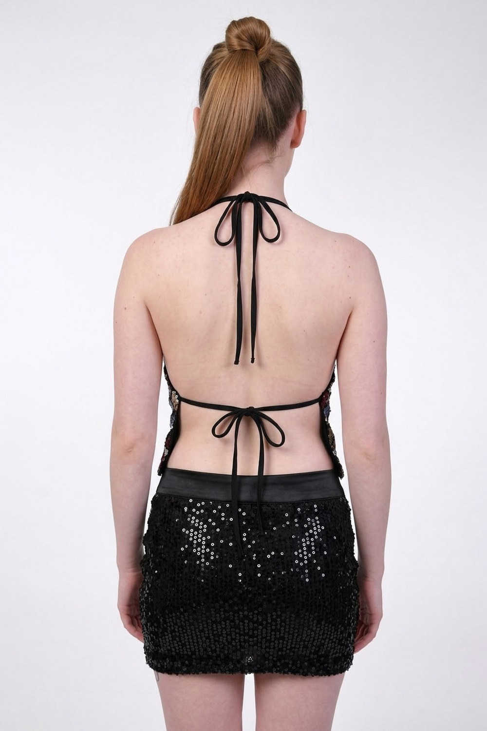 Bebe Plus Çok Renkli Payetli Halter Yaka Büstiyer  - Siyah/Mavi