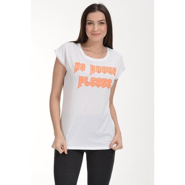 Cotton Candy Baskılı Kısa Kol Kadın T-Shirt - Beyaz