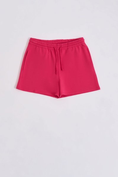 Organik Cepli Regular Fit Bağcıklı Kadın Şort - Pembe Pembe - XS