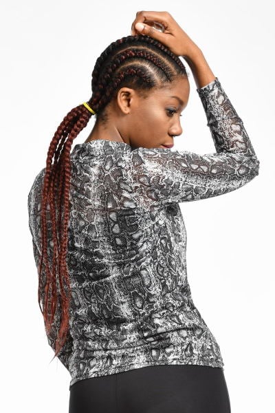 Zegy Transparan Leopar Desenli Kadın Bluz  - Siyah