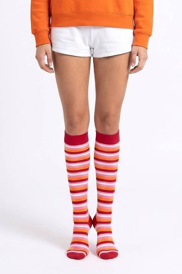 Moda1001 Kadın Çemberli Premium Dizaltı Çorabı  - Kırmızı