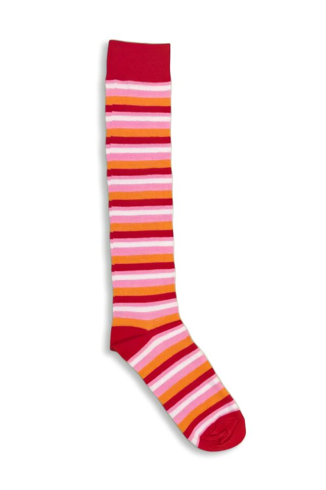 Moda1001 Kadın Çemberli Premium Dizaltı Çorabı  - Kırmızı