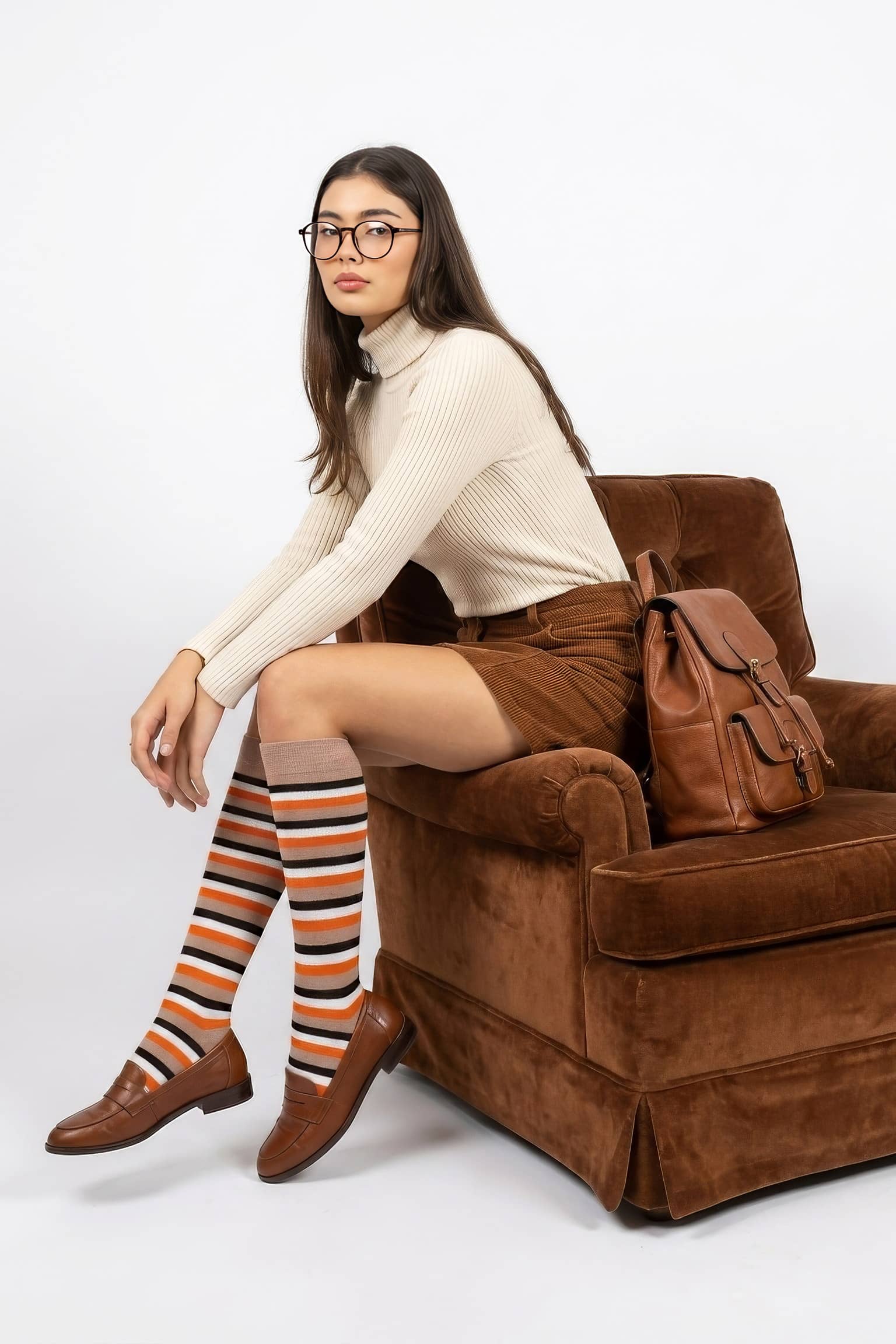 Moda1001 Kadın Çemberli Premium Dizaltı Çorabı  - Vizon