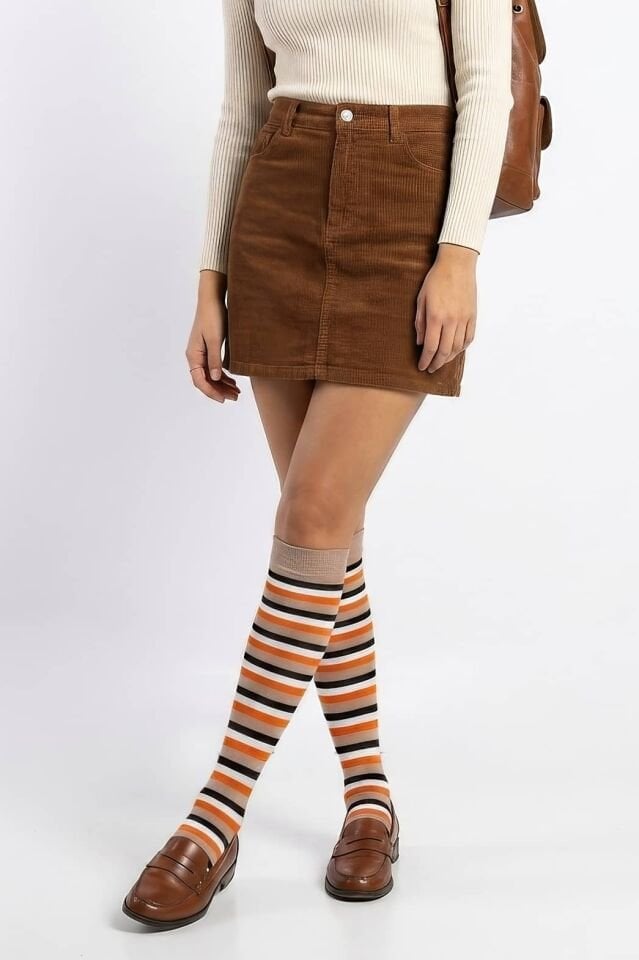 Moda1001 Kadın Çemberli Premium Dizaltı Çorabı  - Vizon