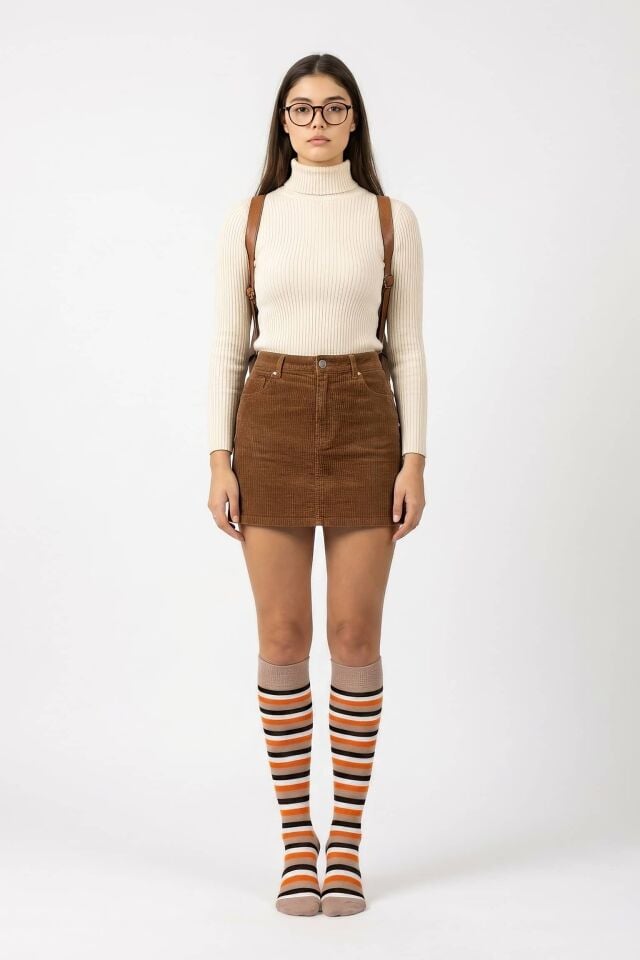 Moda1001 Kadın Çemberli Premium Dizaltı Çorabı  - Vizon