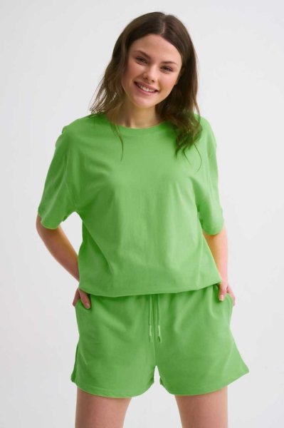 Organik Cepli Regular Fit Bağcıklı Kadın Şort - Yeşil Yeşil - XL