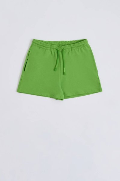 Organik Cepli Regular Fit Bağcıklı Kadın Şort - Yeşil Yeşil - XL