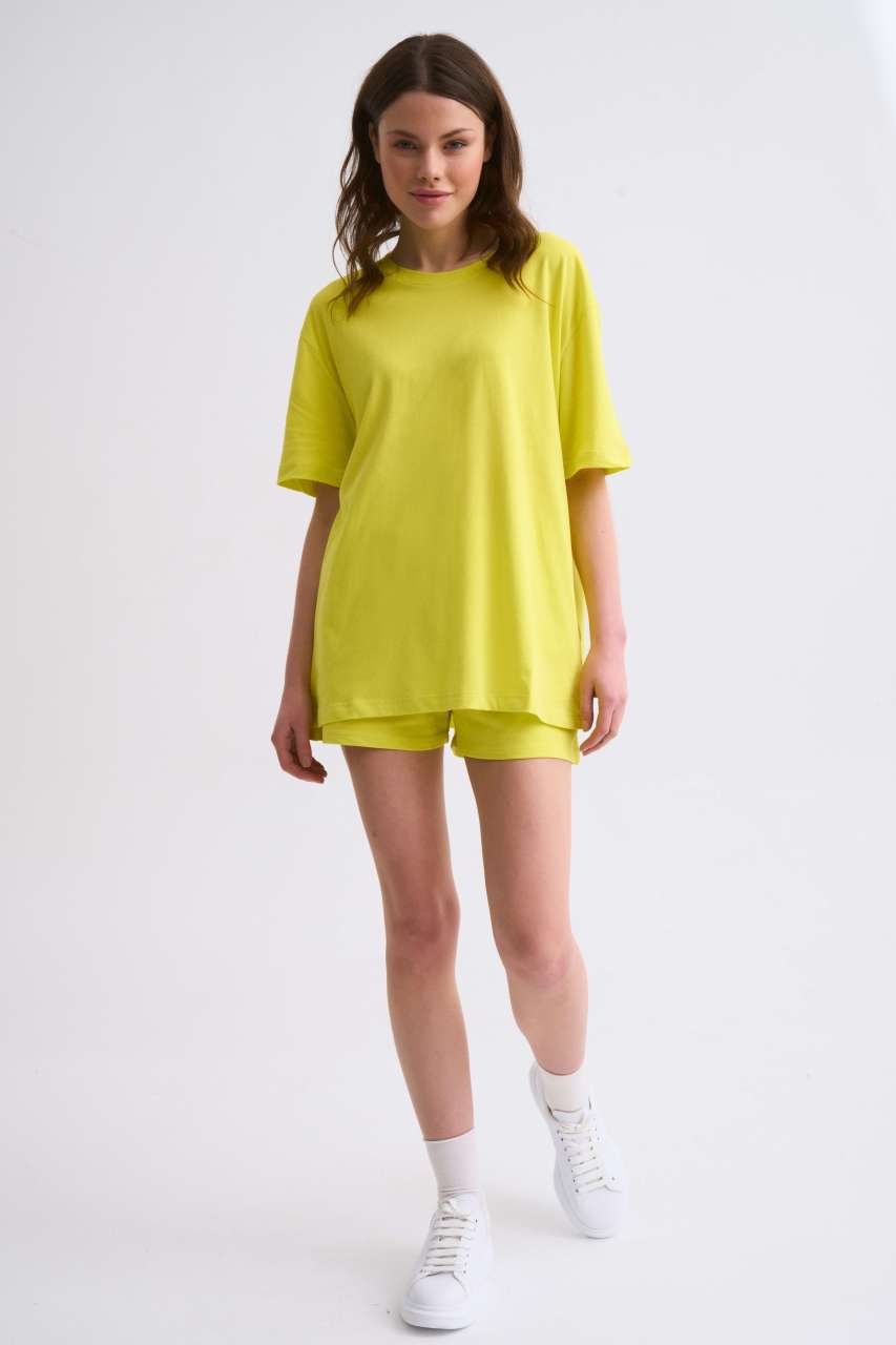 Organik Cepli Regular Fit Bağcıklı Kadın Şort - Sarı Sarı - L